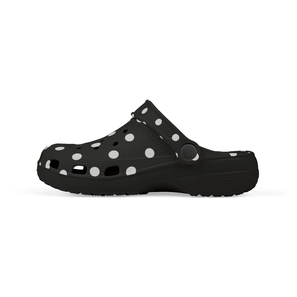 Kids Polka Dot EVA Foam Clogs – Black & White Comfort Slip-Ons