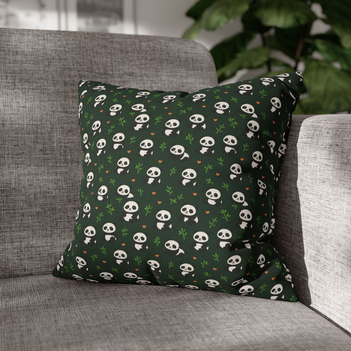 Panda Pattern Pillowcase, Decorative Pillow Cover, Animal Print Cushion Case, Cute Home Decor Accent, Gift for Panda Lovers
