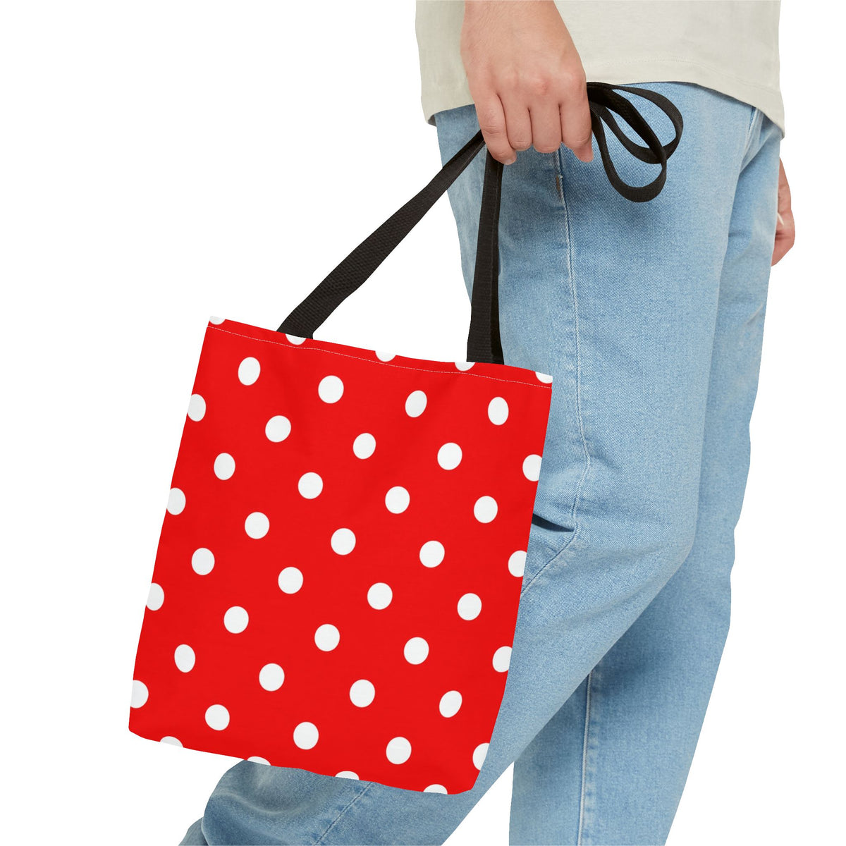Red Polka Dot Tote | White Dots on Red Canvas