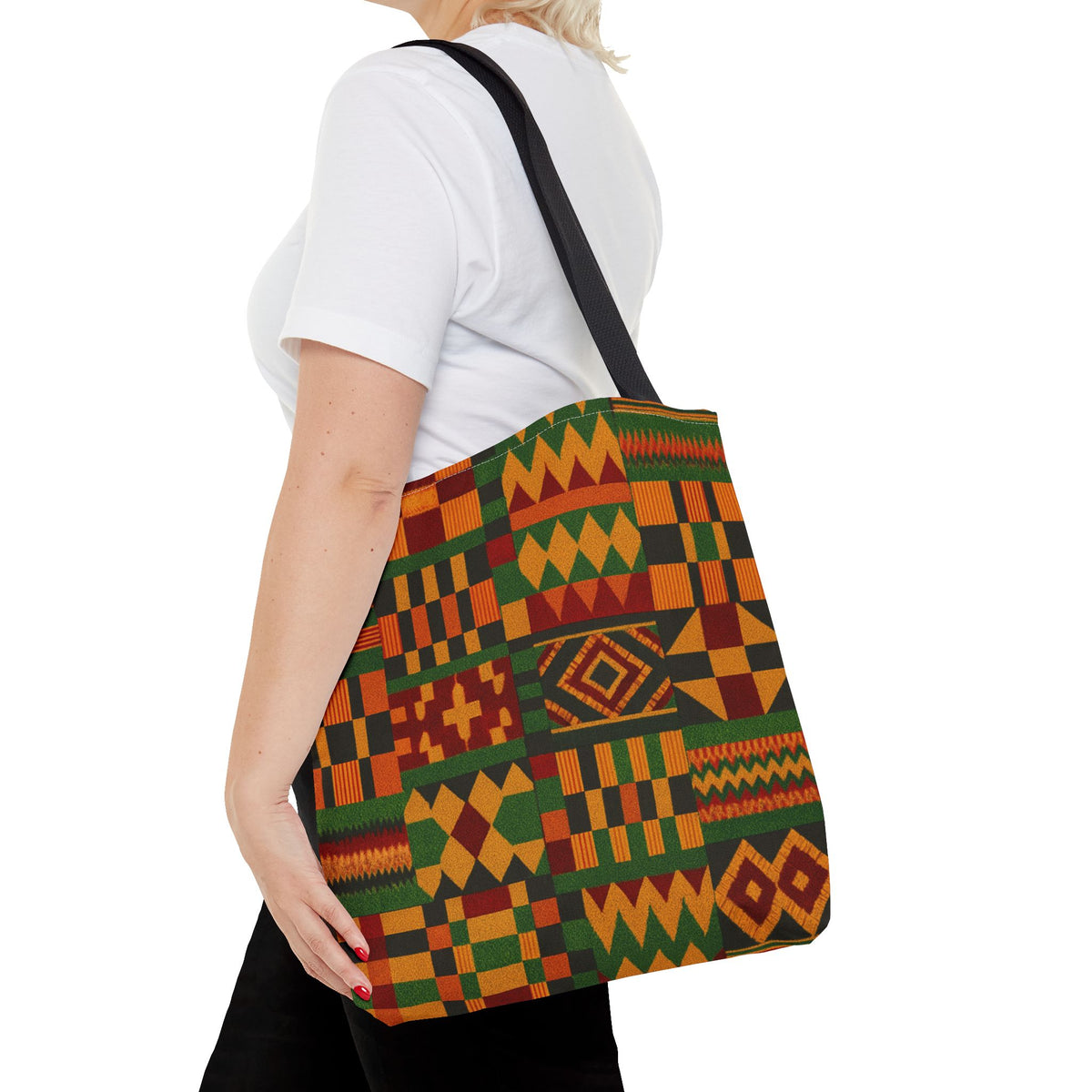 Kente Pattern Tote Bag | African Print Geometric Patchwork
