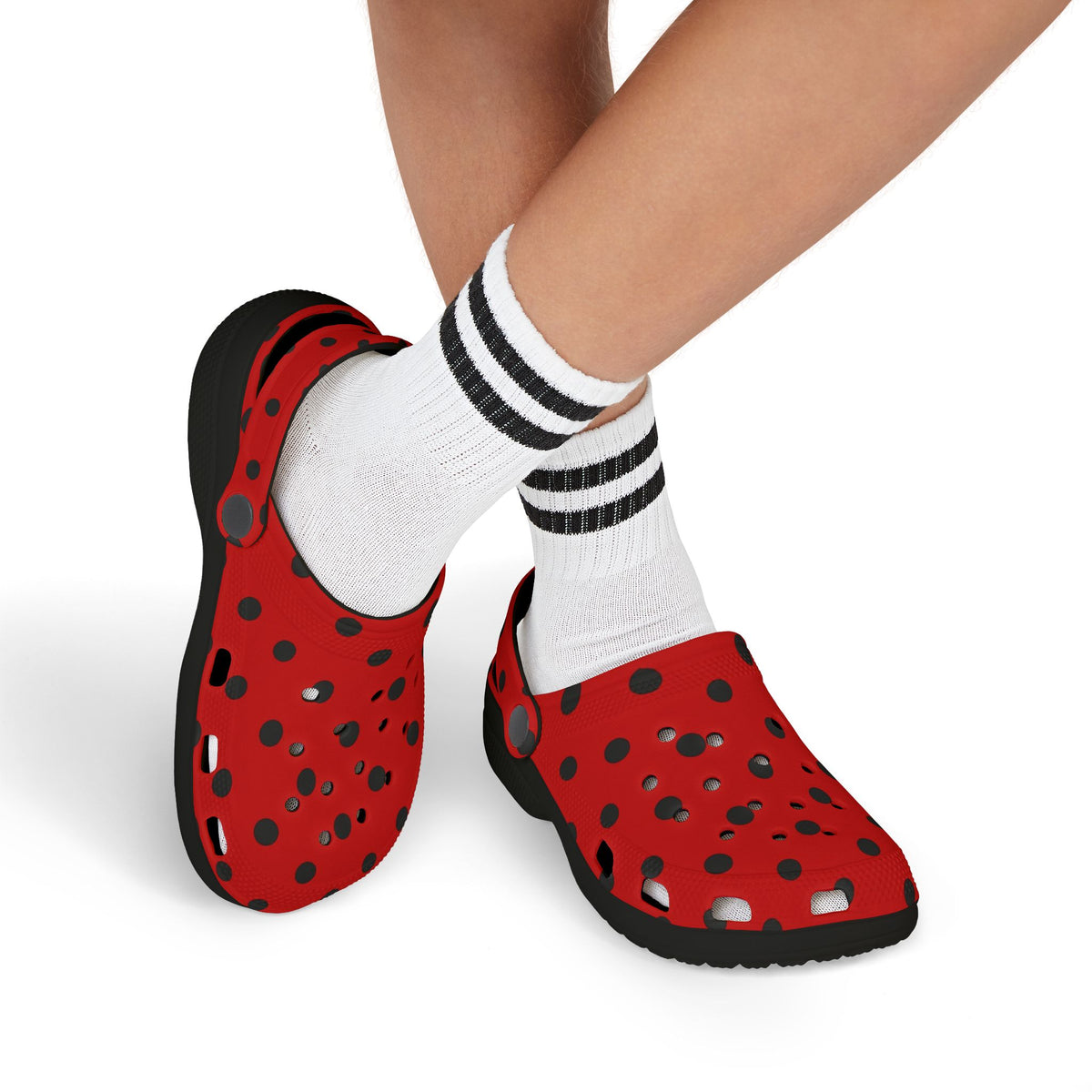 Kids Red & Black Polka Dot EVA Foam Clogs
