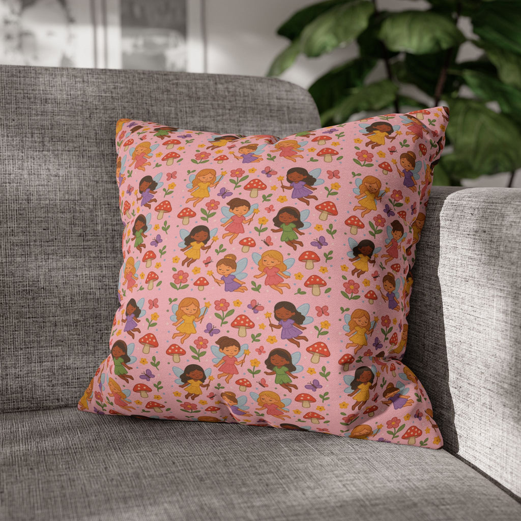 Flower Girls Square Pillowcase, Floral Pillow Cover, Bedroom Decor, Home Accent, Flower Pattern Bedding
