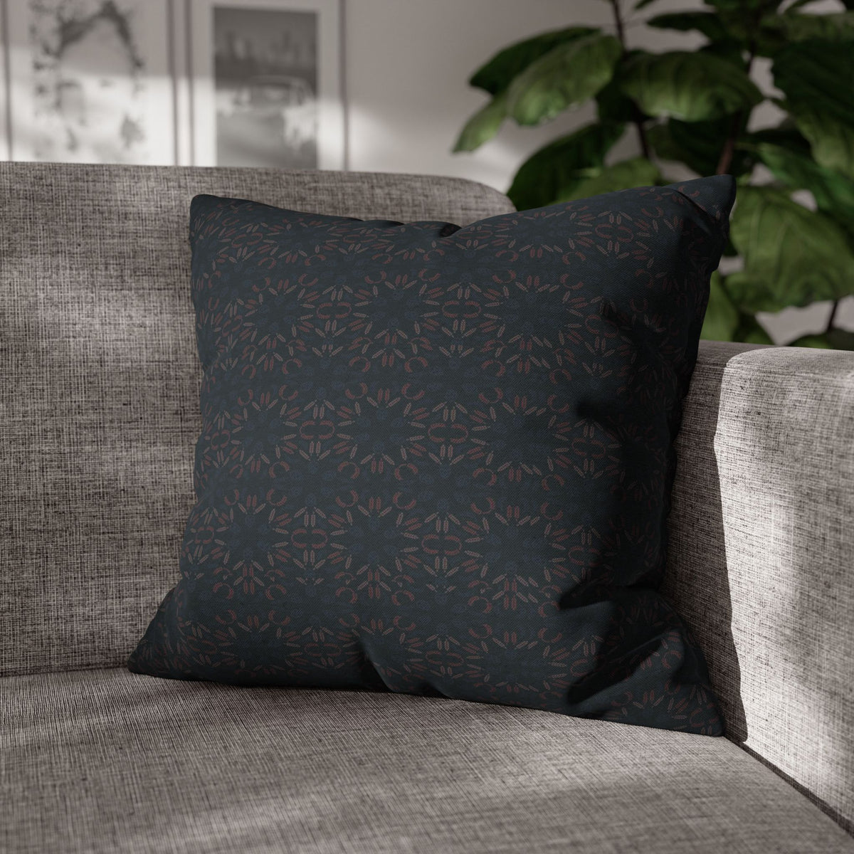 Dark Geometric Mosaic Pillowcase | Spun Polyester Square Pillowcase