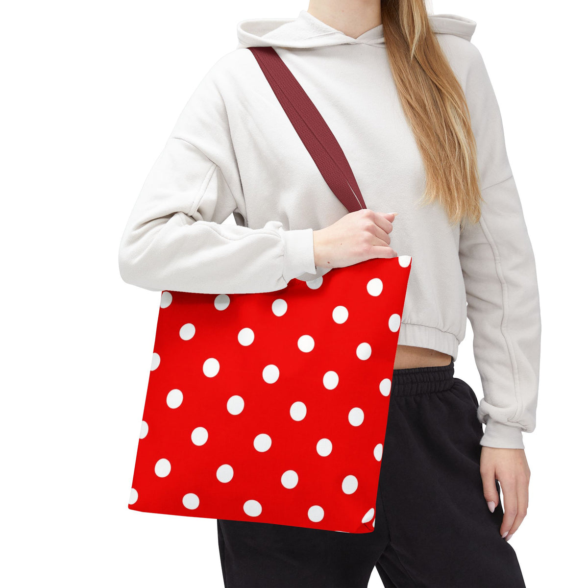 Red Polka Dot Tote | White Dots on Red Canvas