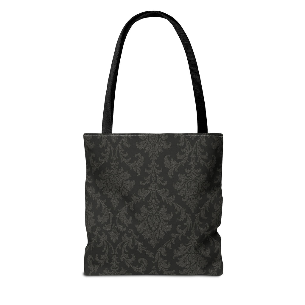 Dark Damask Pattern Tote Bag | Vintage Floral All-Over Print