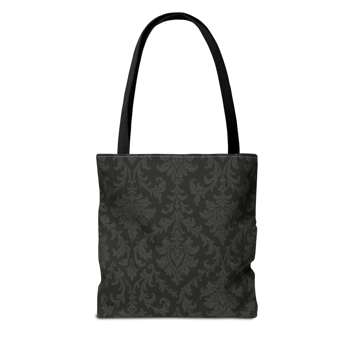 Dark Damask Pattern Tote Bag | Vintage Floral All-Over Print