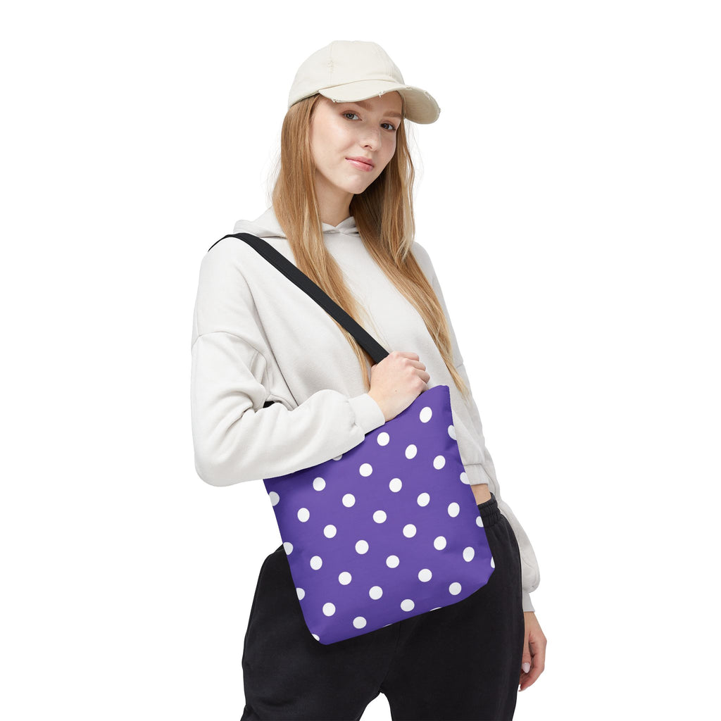 Purple With White Polka Dot Pattern Tote Bag | Purple Background All Over Print