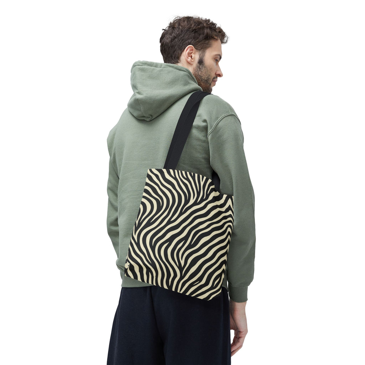 Zebra Stripe Pattern Tote Bag | Animal Print, Black White, All-Over Print