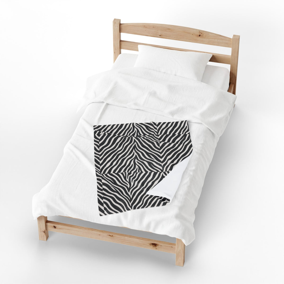 Zebra Stripe Pattern Velveteen Plush Blanket | Black White Animal Print