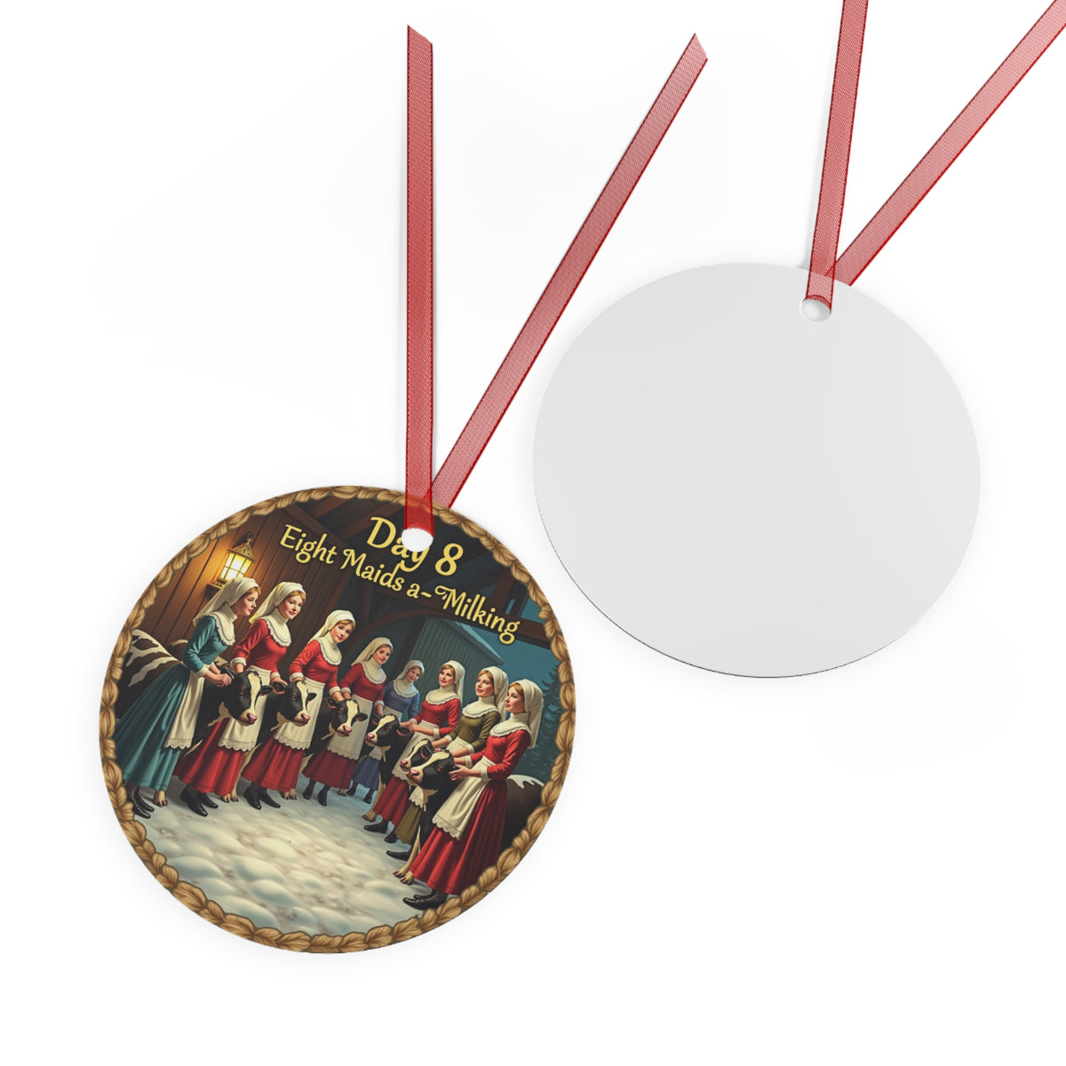 Metal Ornaments, Day 8: Eight Maids a-Milking Christmas Tree Decor, Holiday Gift, Festive Decoration, Unique Keepsake, Xmas Present
