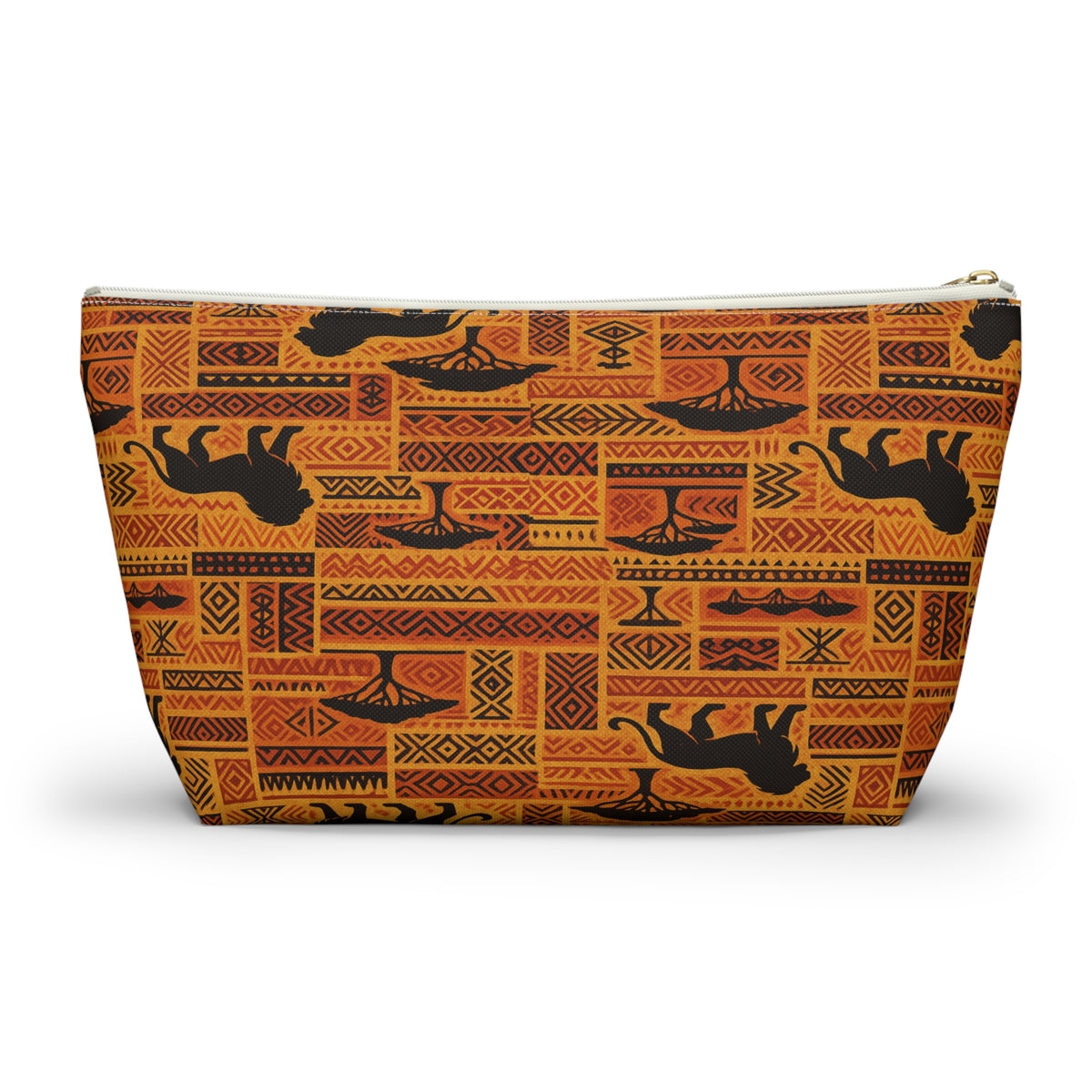 African Safari Lion Pattern Accessory Pouch | T-Bottom Cosmetic Bag