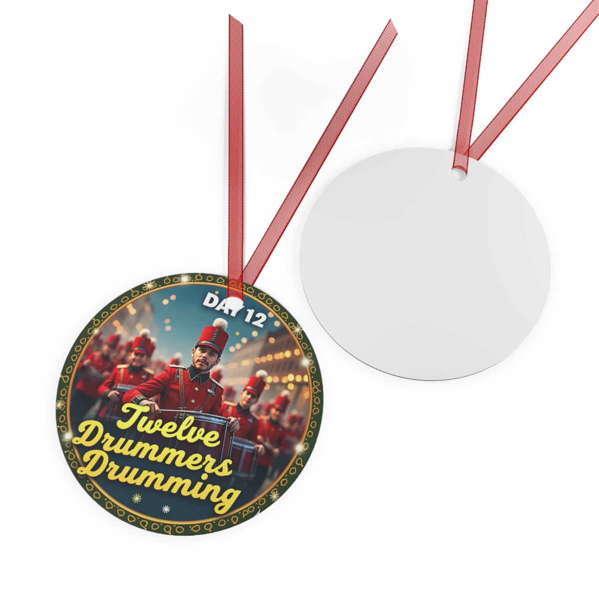 Festive Metal Ornament - Twelve Drummers Drumming - Holiday Decor, Christmas Gift, Tree Decoration, Unique Keepsake, Personalized Touch
