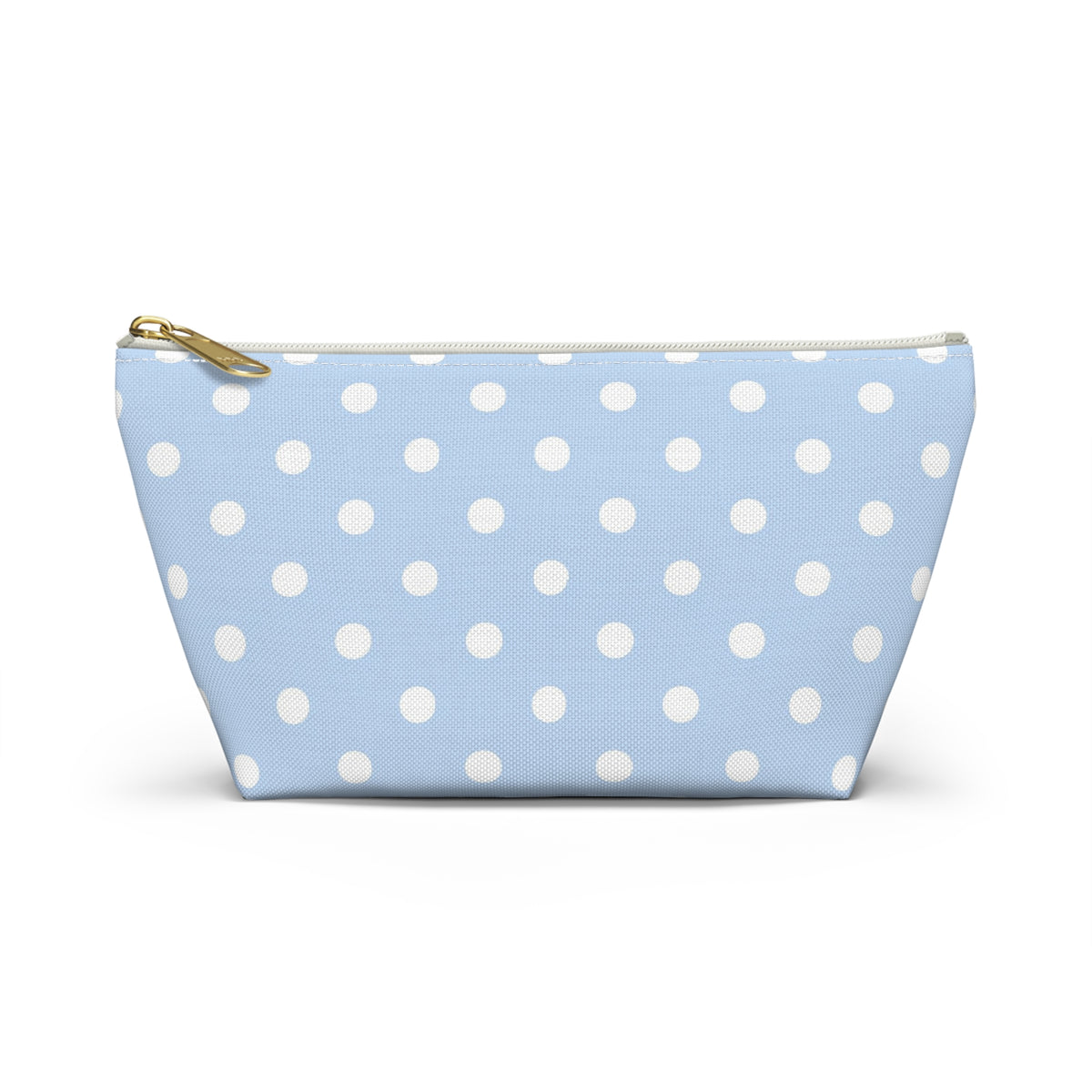 Light Blue Polka Dot Accessory Pouch w T-bottom | Makeup Bag