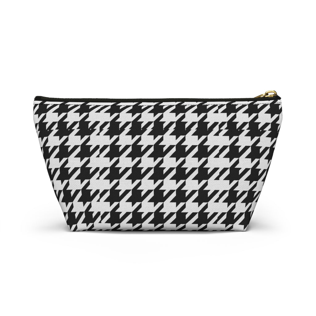Black and White Houndstooth Accessory Pouch