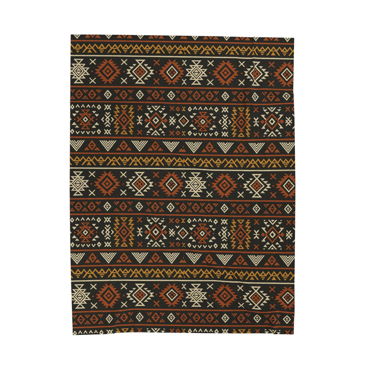 Southwestern Aztec Pattern Velveteen Plush Blanket | Rustic Tribal Stripes