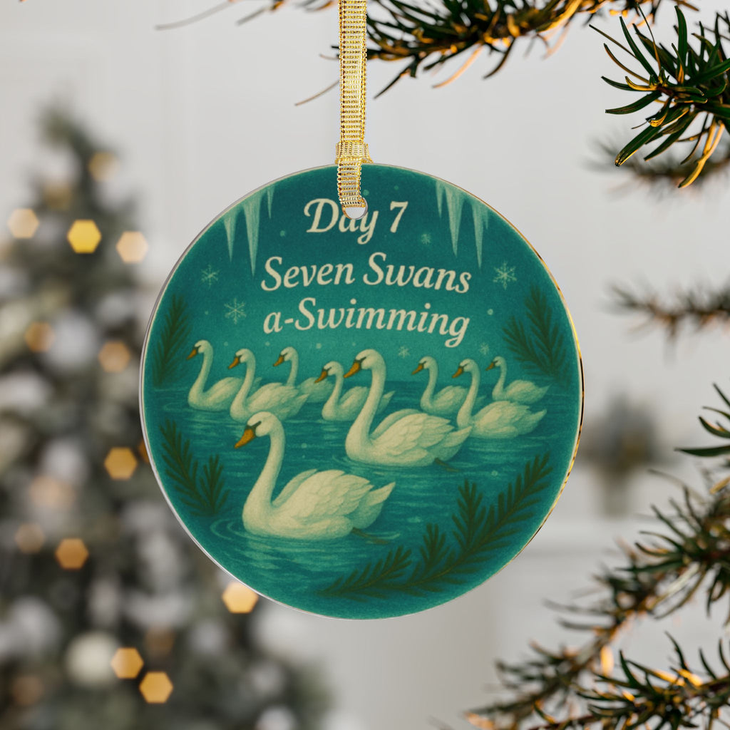 Seven Swans a-Swimming Ornament | Acrylic Christmas Tree Decoration | 12 Days of Christmas Ornament | Holiday Keepsake Gift & Festive Décor