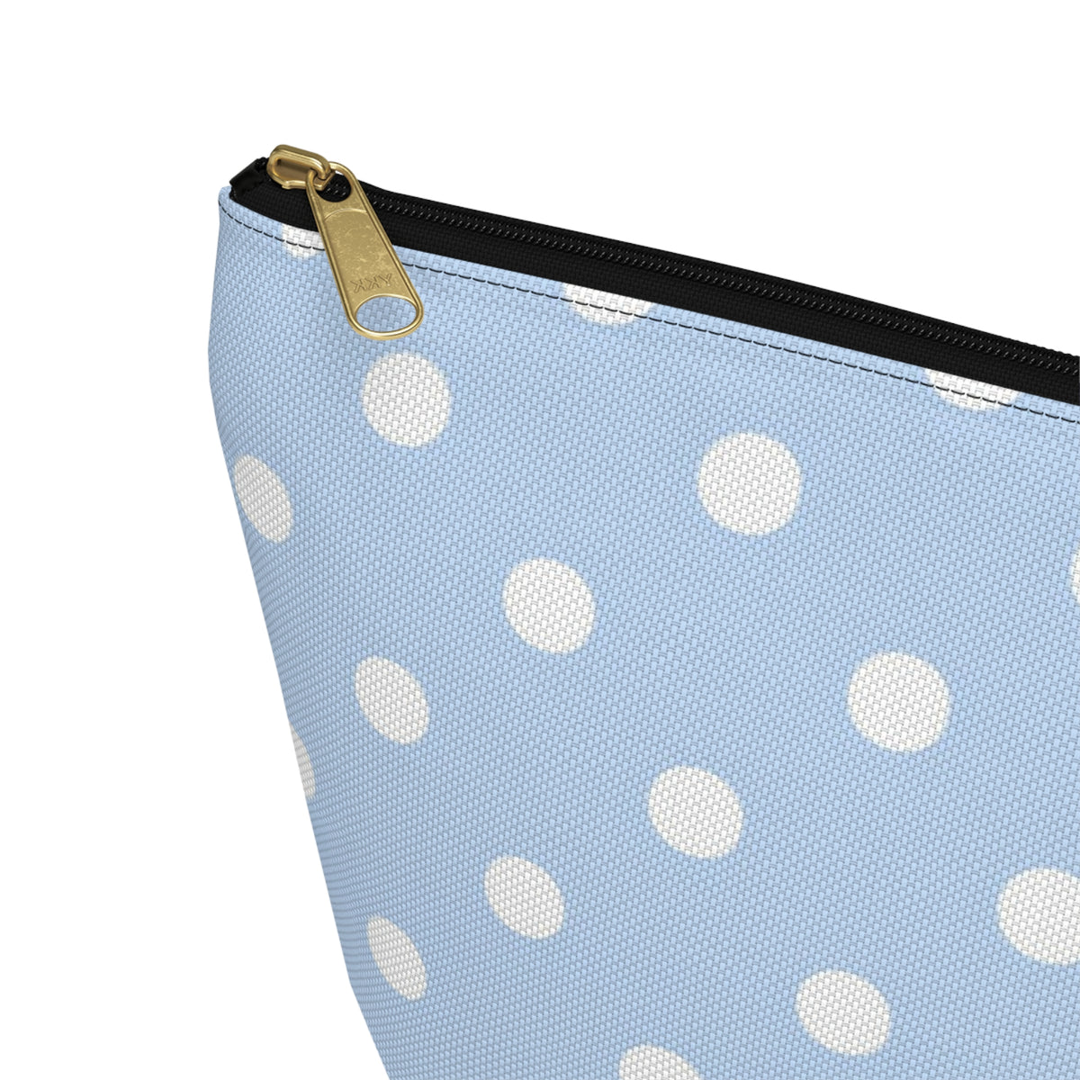 Light Blue Polka Dot Accessory Pouch w T-bottom | Makeup Bag