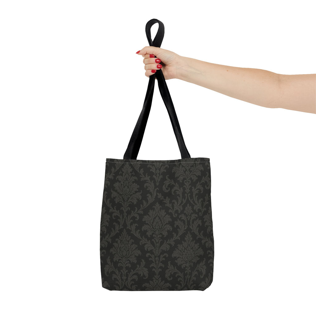 Dark Damask Pattern Tote Bag | Vintage Floral All-Over Print