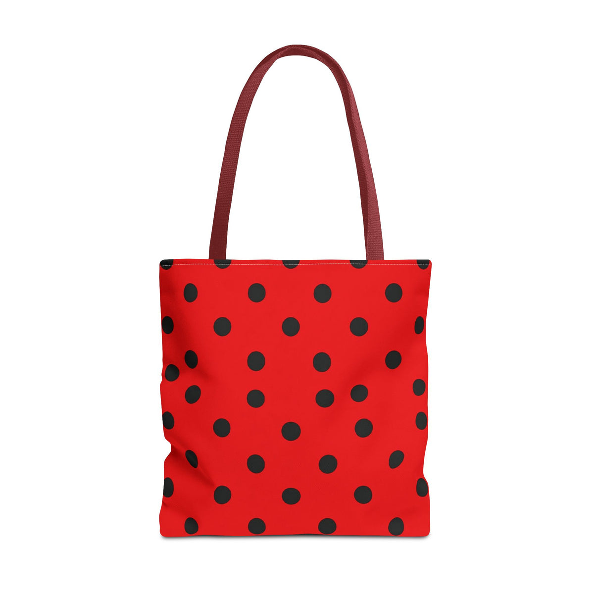 Black Polka Dot on Red Tote Bag