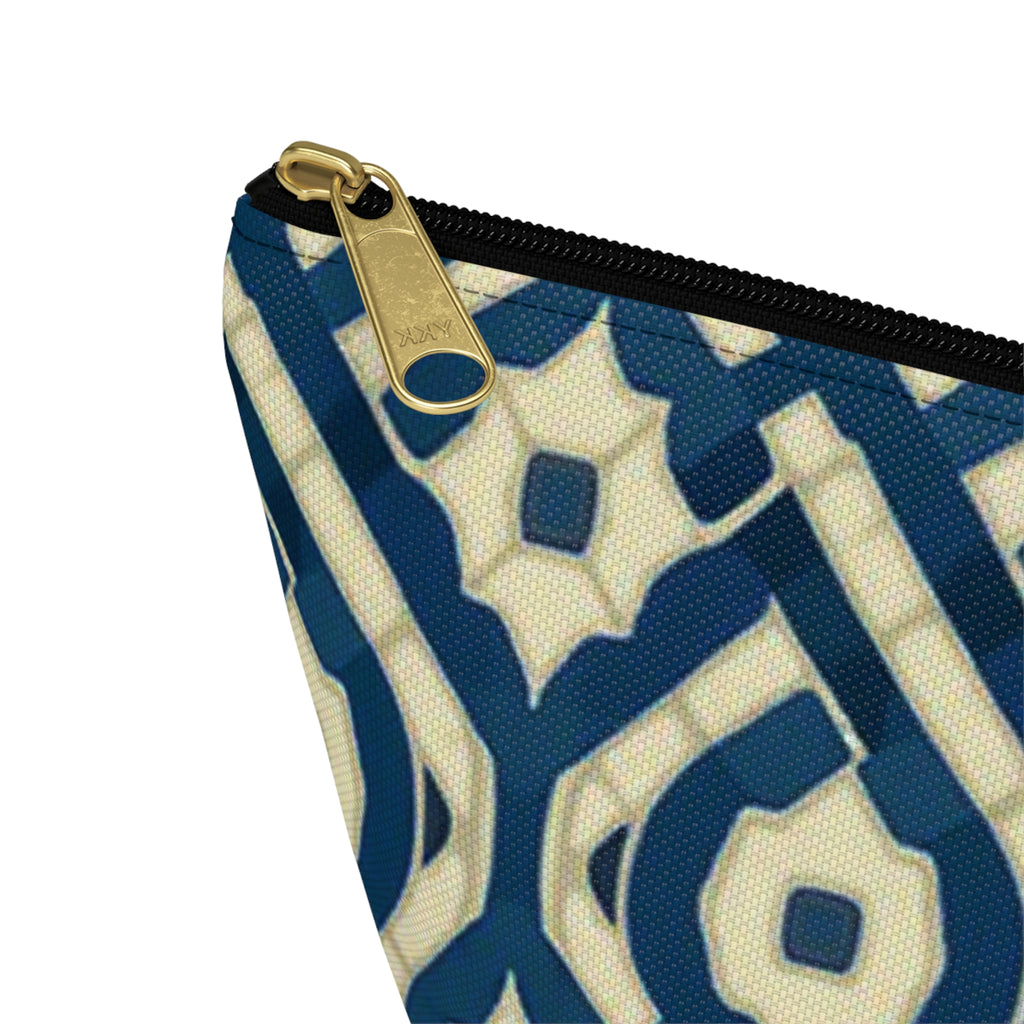 Patina Blue Geometric Accessory Pouch