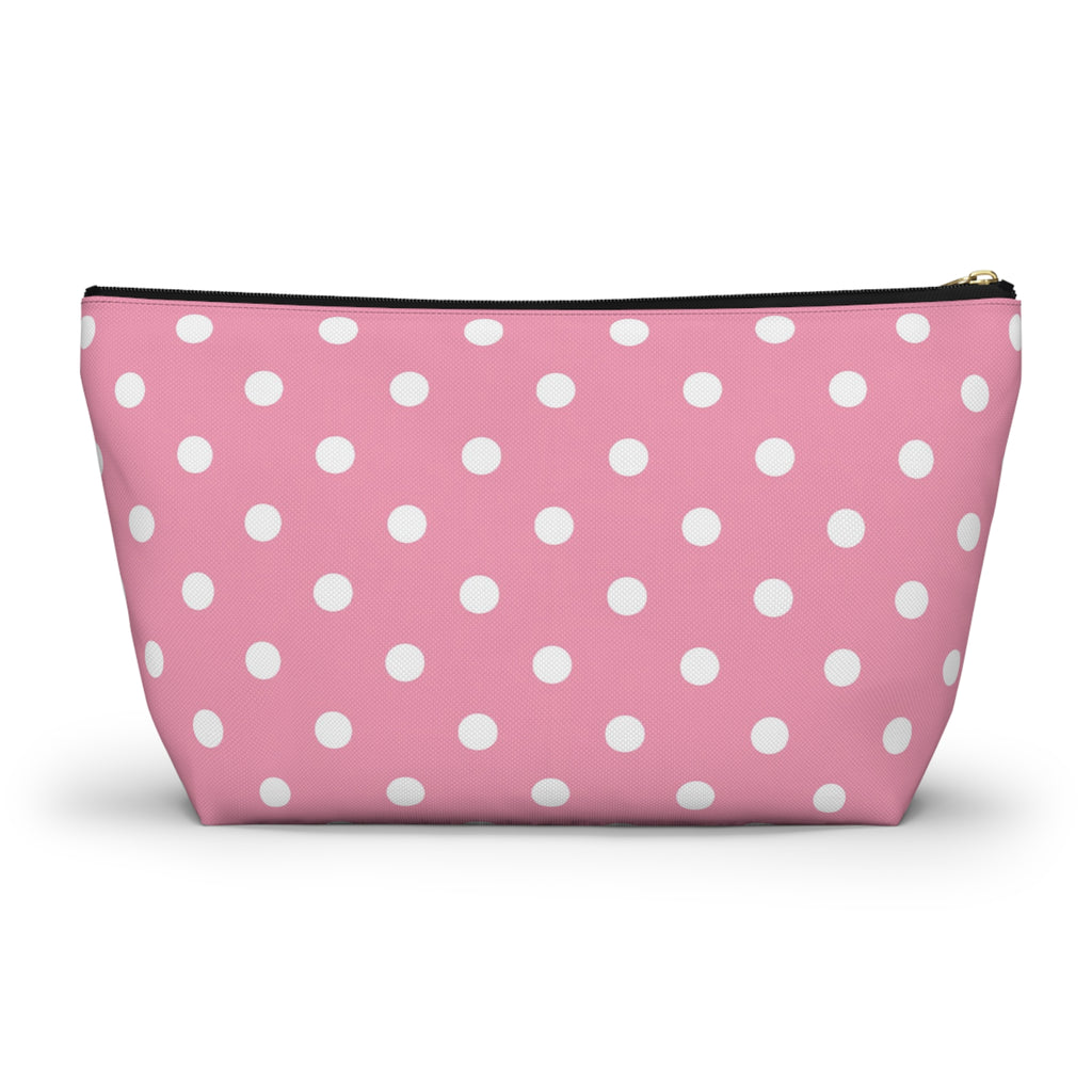Pink Polka Dot Accessory Pouch | T-Bottom Makeup Bag