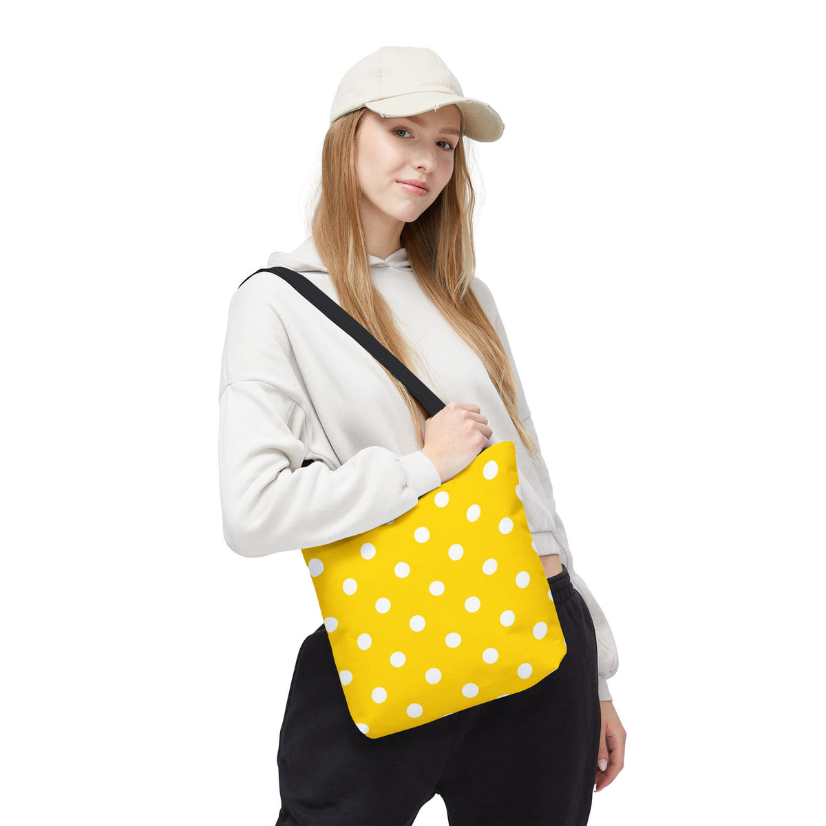 Yellow & White Polka Dot Yellow Tote Bag | All-Over Print