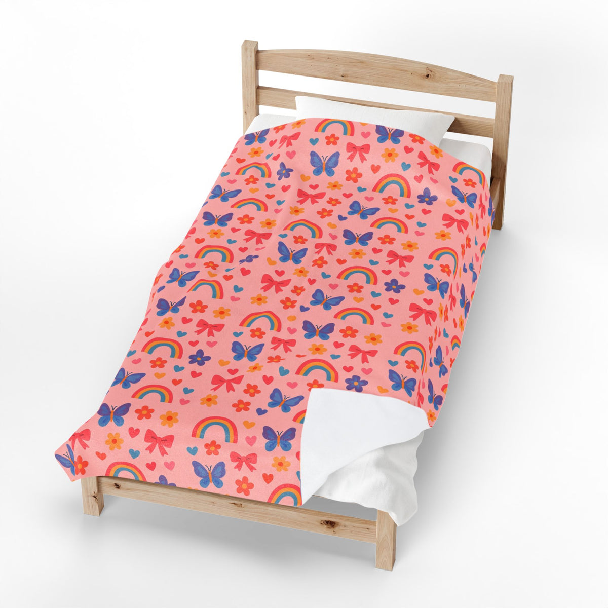 Rainbow and Butterfly Pattern Blanket | Pink Floral Rainbows, Cute Kids Throw