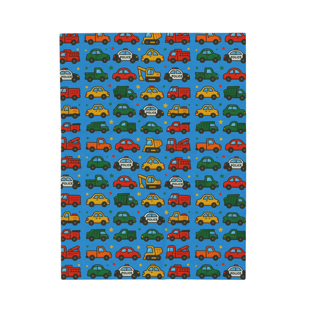 Colorful Toy Cars Pattern Velveteen Plush Blanket | Kids Car Print Throw