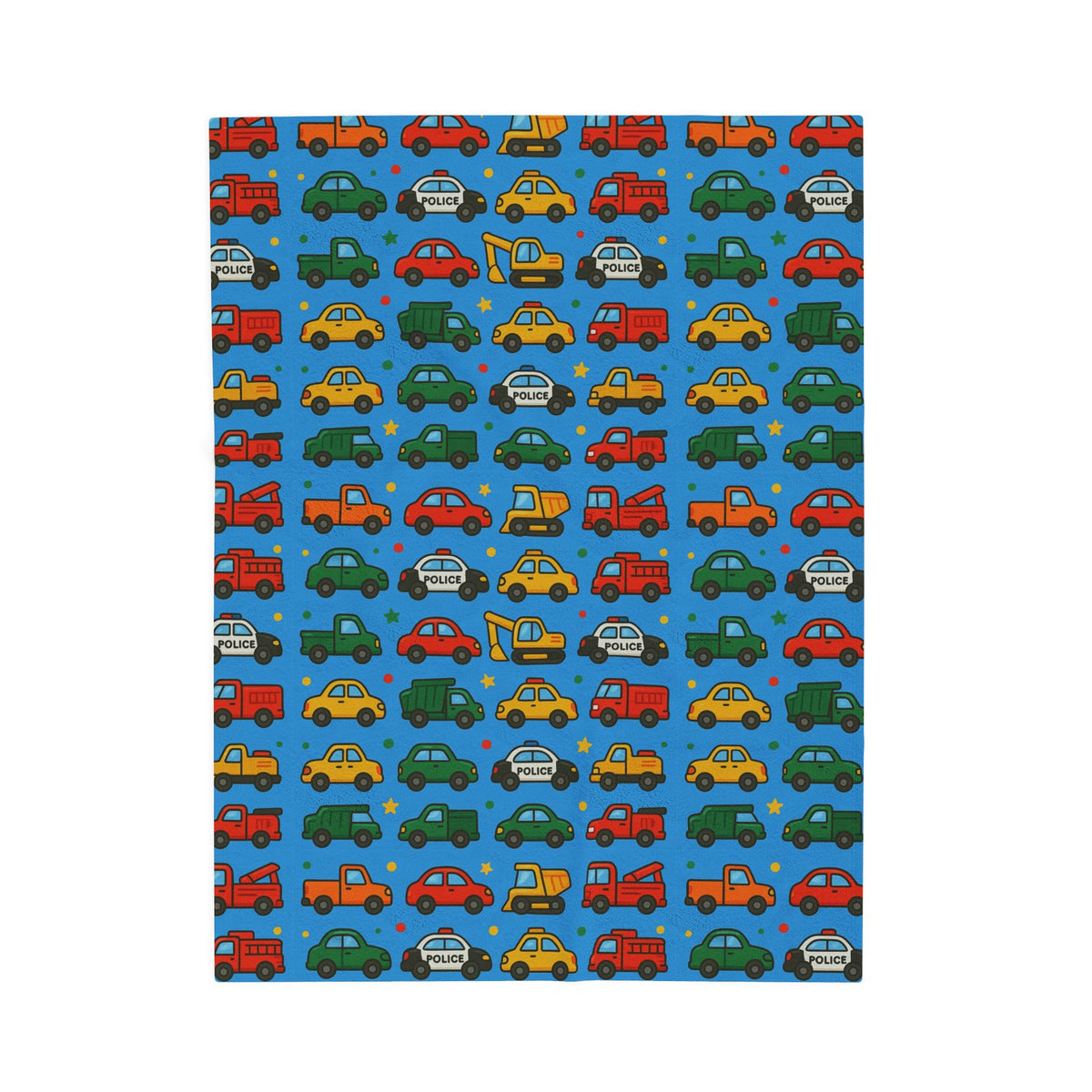 Colorful Toy Cars Pattern Velveteen Plush Blanket | Kids Car Print Throw