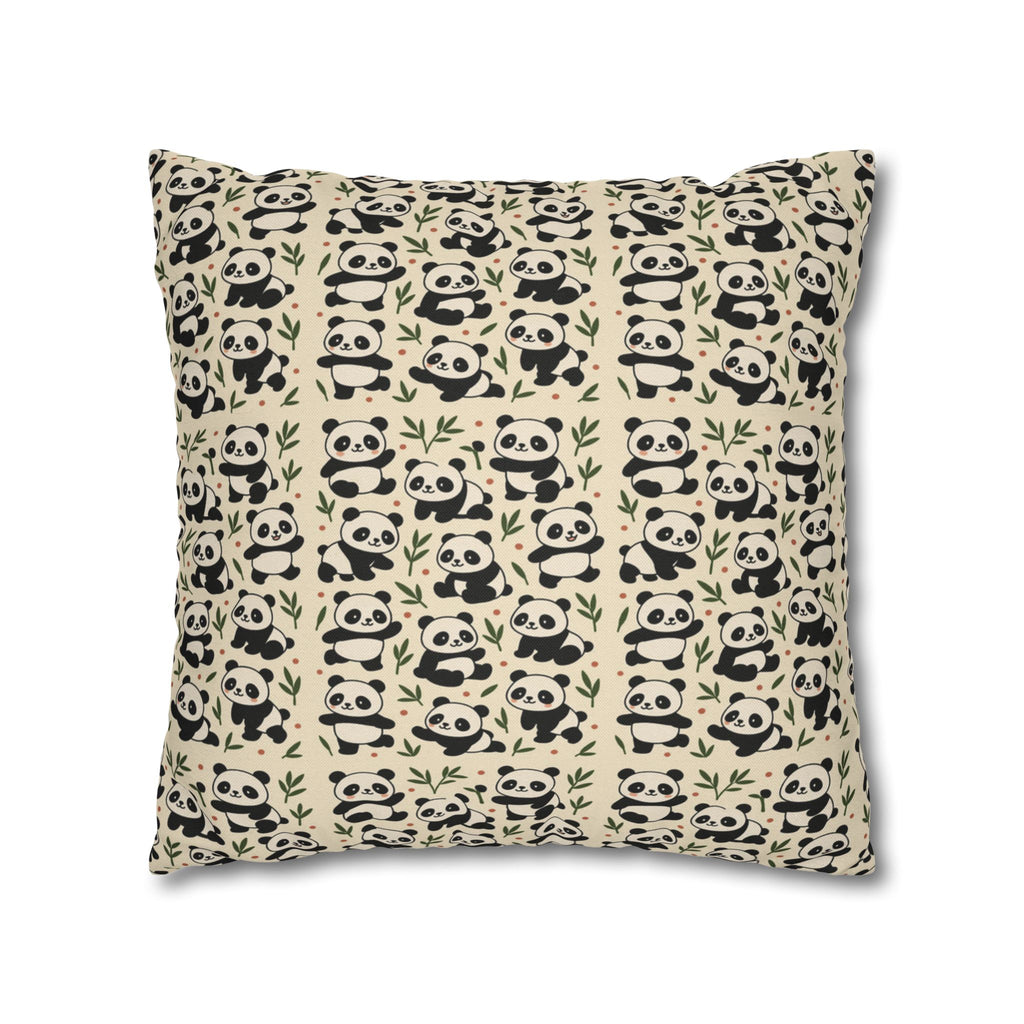 Panda Pattern Pillowcase | Square Spun Polyester Decorative Pillow