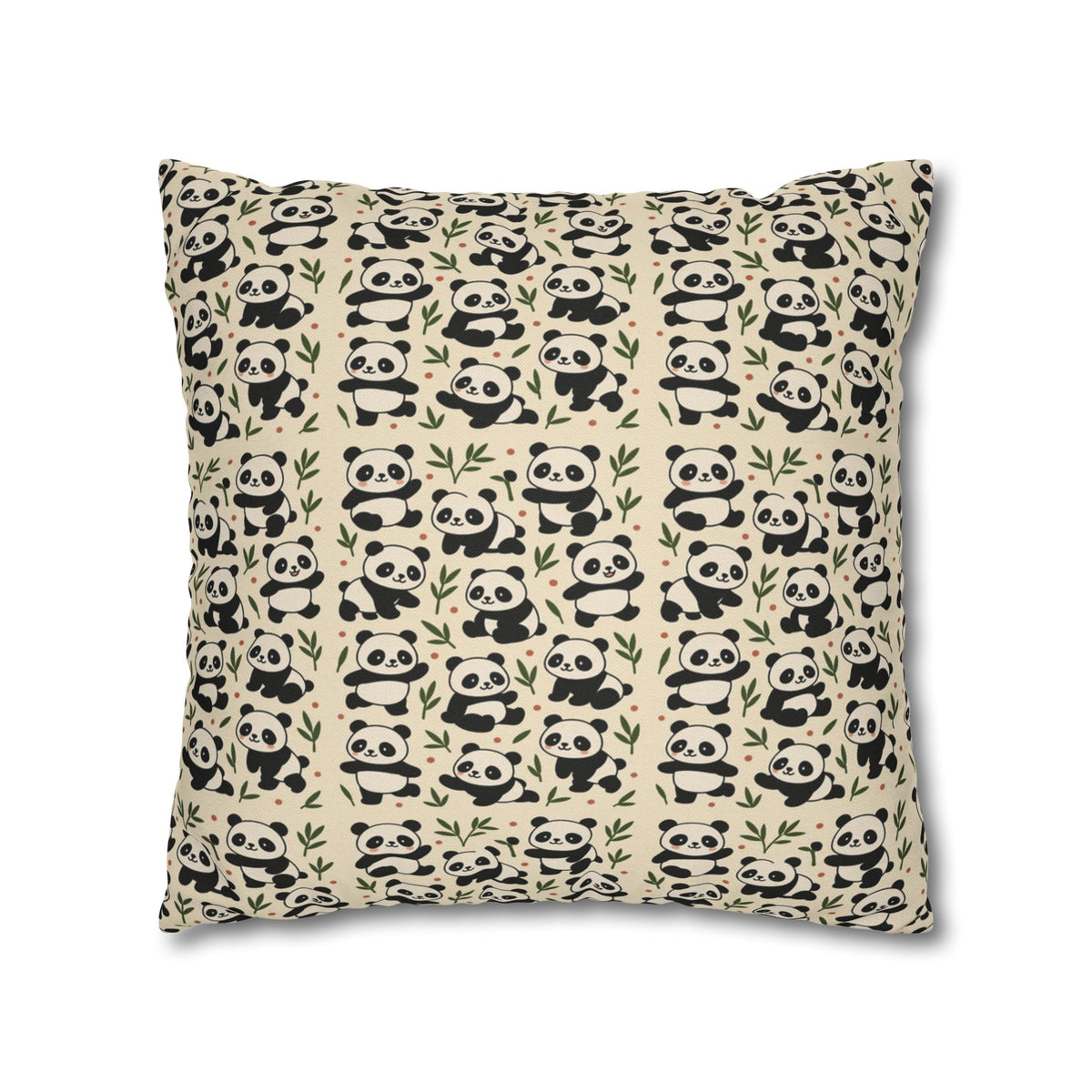 Panda Pattern Pillowcase | Square Spun Polyester Decorative Pillow