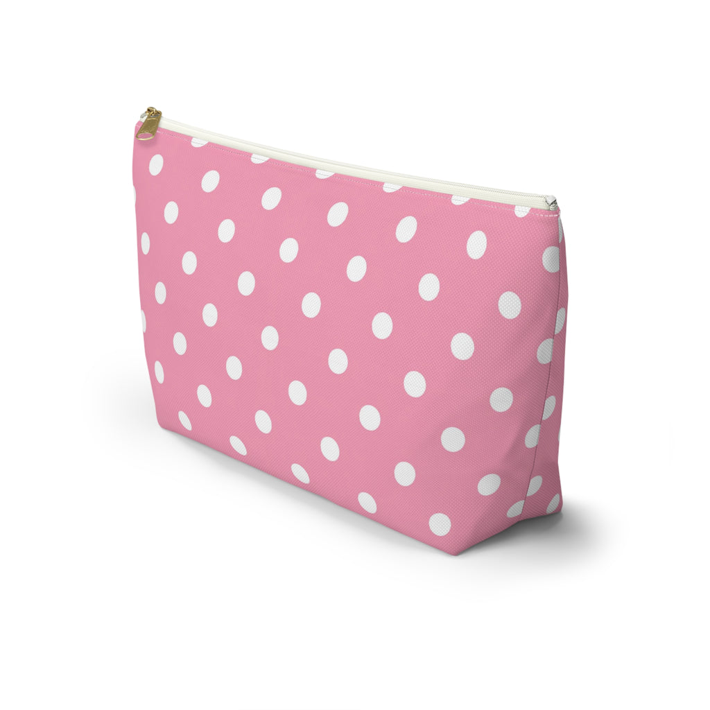 Pink Polka Dot Accessory Pouch | T-Bottom Makeup Bag