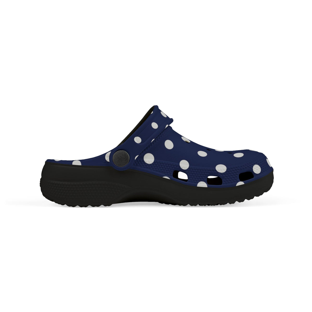 Kids Navy Polka Dot EVA Foam Clogs – Lightweight Slip-On Sandals for Toddlers & Children