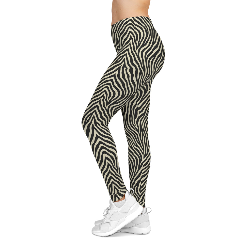 Zebra Print Leggings, Animal Print Pants, Black and White Leggings, Women's Yoga Tights, Stretchy Workout Leggings