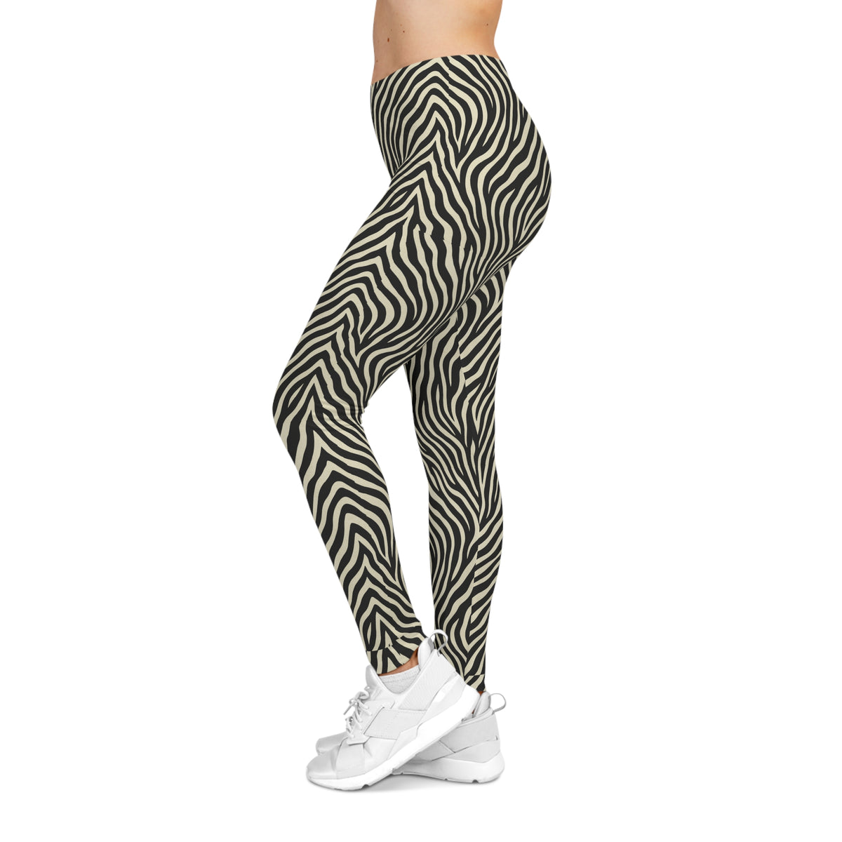Zebra Print Leggings, Animal Print Pants, Black and White Leggings, Women's Yoga Tights, Stretchy Workout Leggings