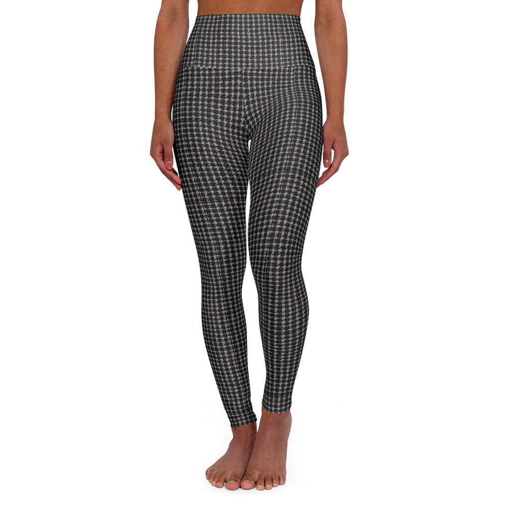 Black Gingham Pattern High Waisted Yoga Leggings | Plaid Activewear