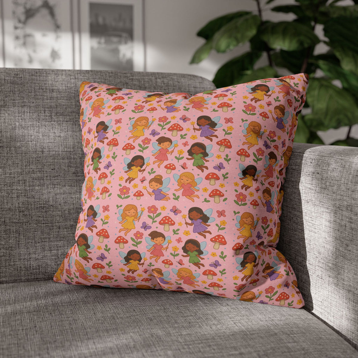 Flower Girls Square Pillowcase, Floral Pillow Cover, Bedroom Decor, Home Accent, Flower Pattern Bedding