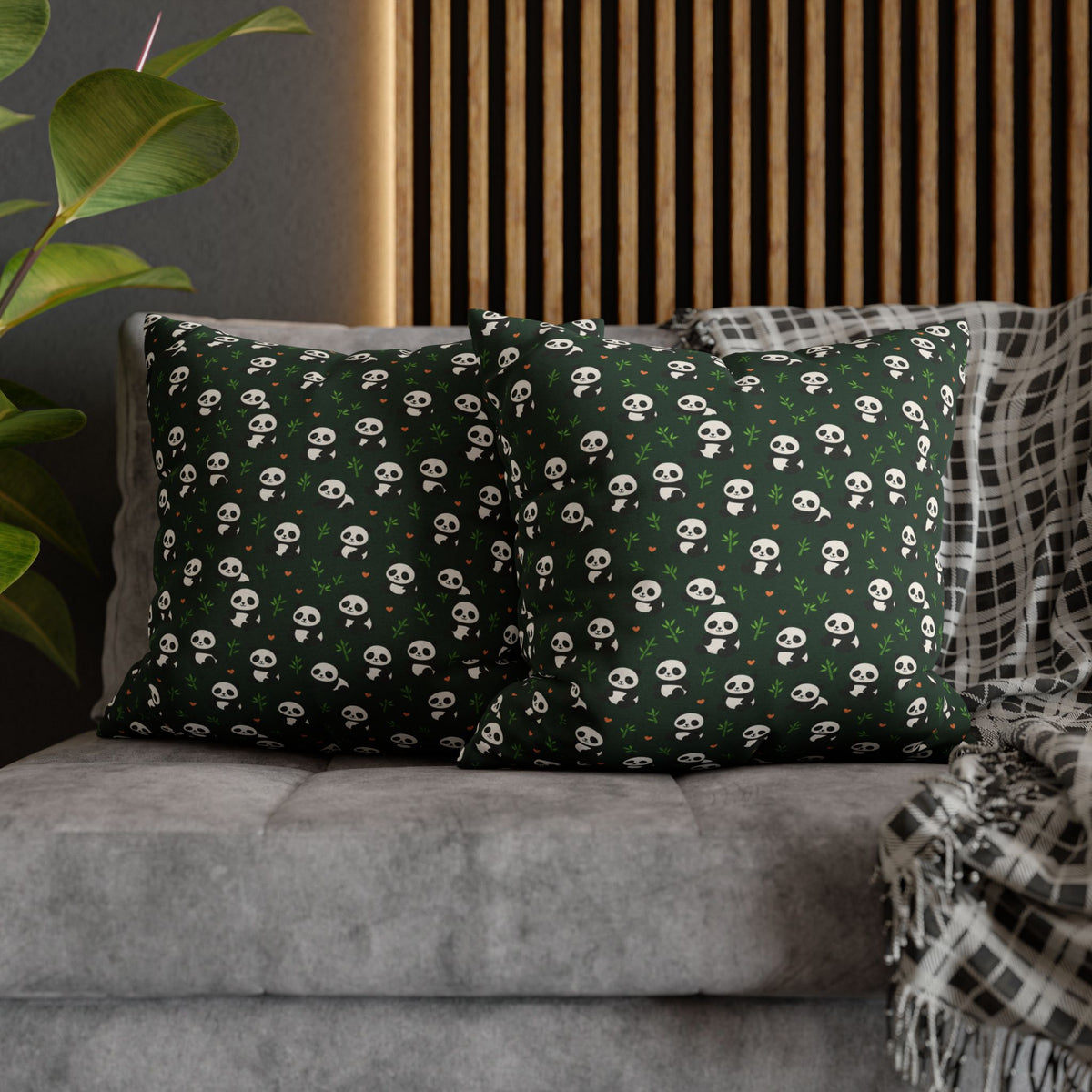 Panda Pattern Pillowcase, Decorative Pillow Cover, Animal Print Cushion Case, Cute Home Decor Accent, Gift for Panda Lovers