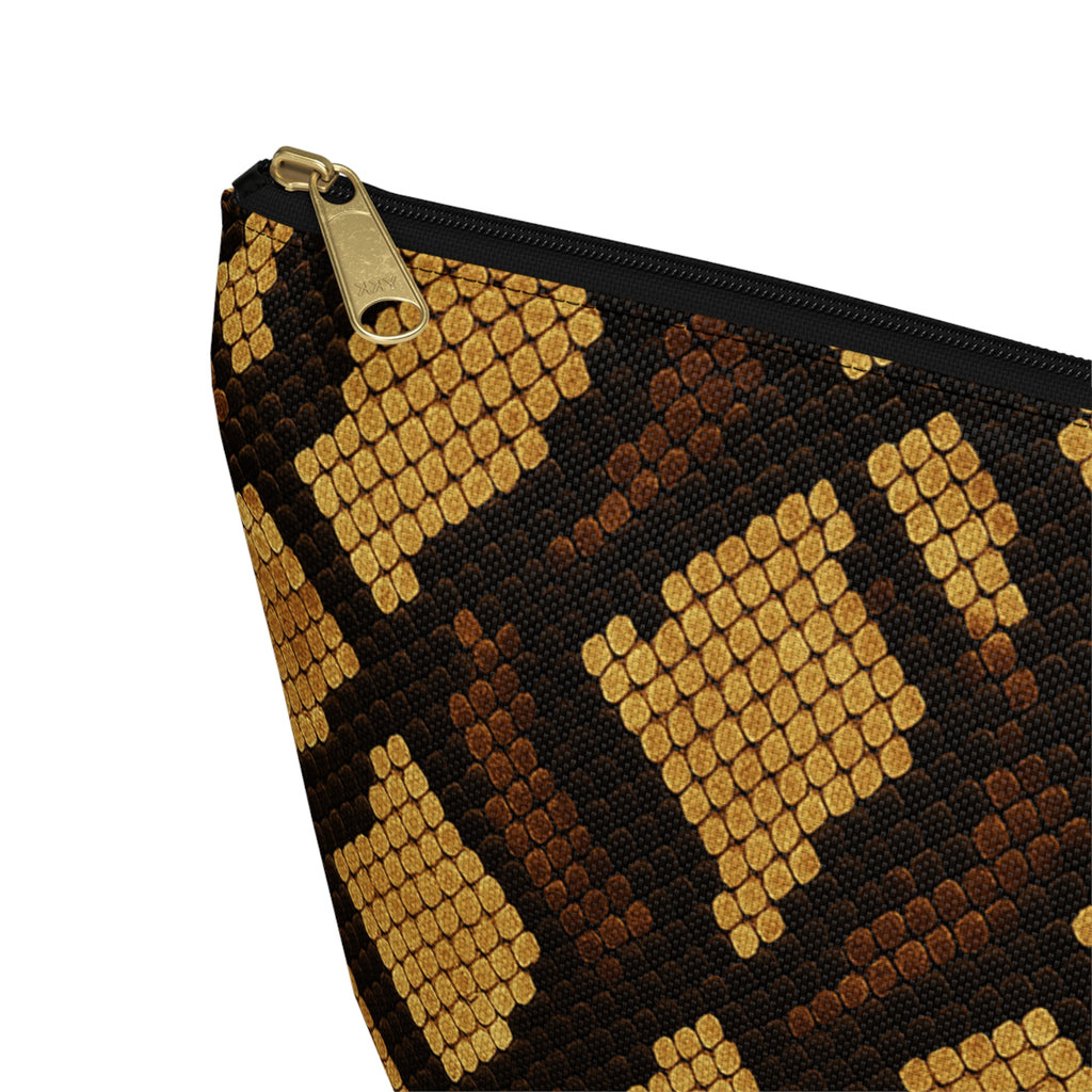 Brown Snake Print Accessory Pouch | T-Bottom Cosmetic Bag
