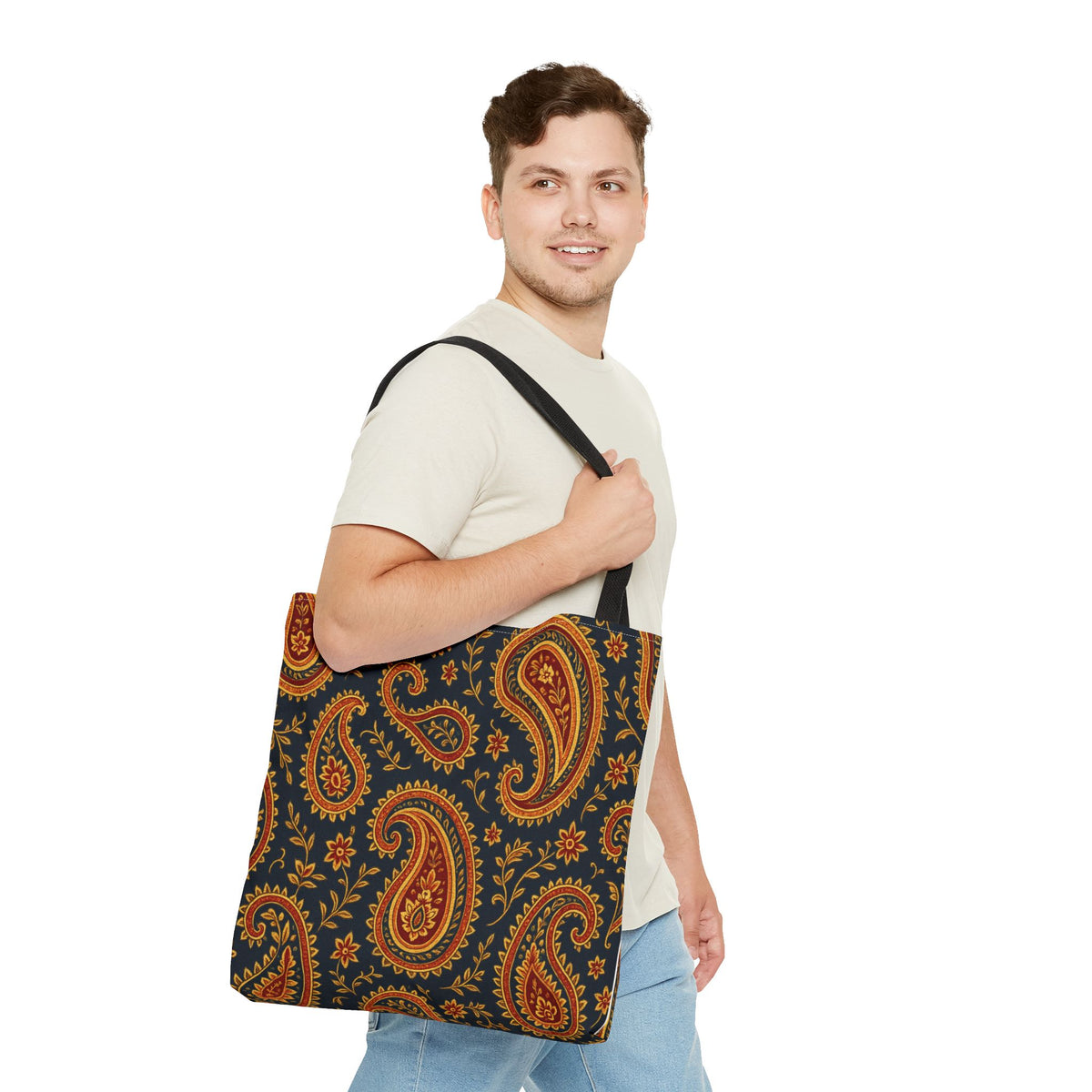 Autumn Paisley Pattern Tote Bag | All-Over Print