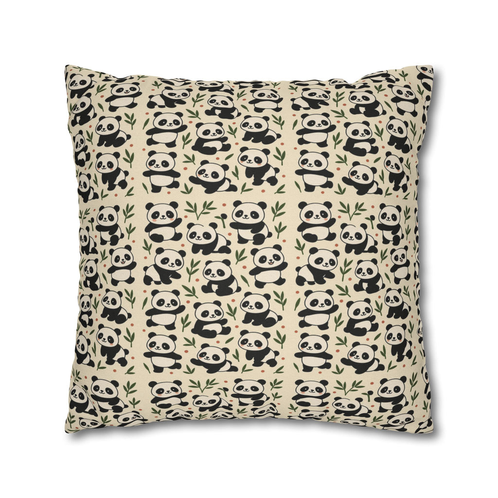 Panda Pattern Pillowcase | Square Spun Polyester Decorative Pillow