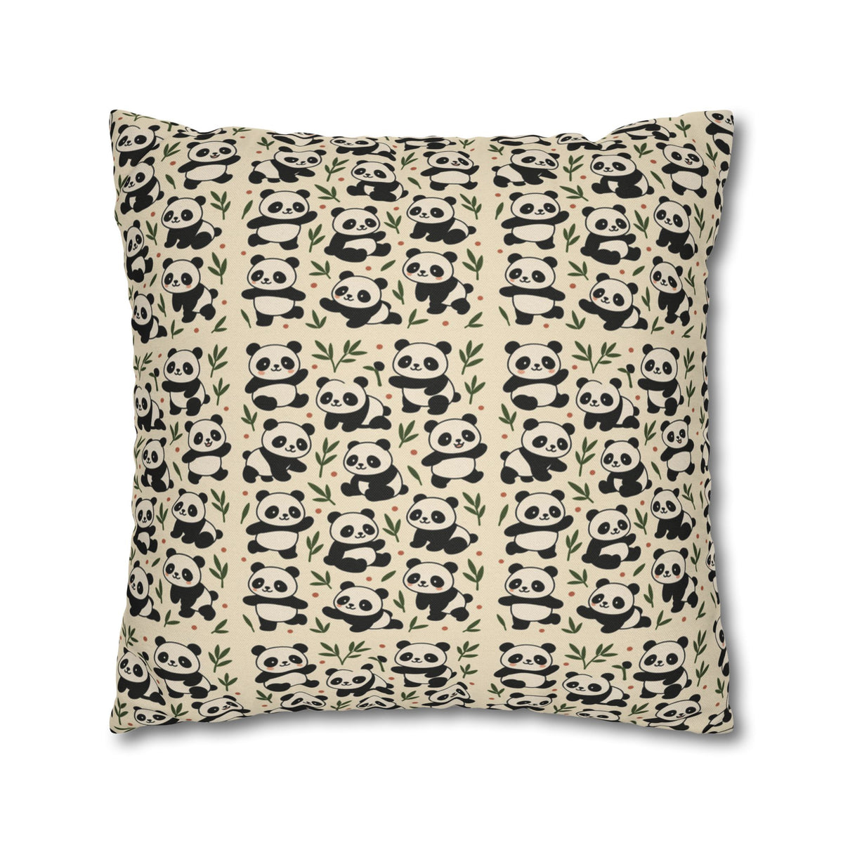 Panda Pattern Pillowcase | Square Spun Polyester Decorative Pillow