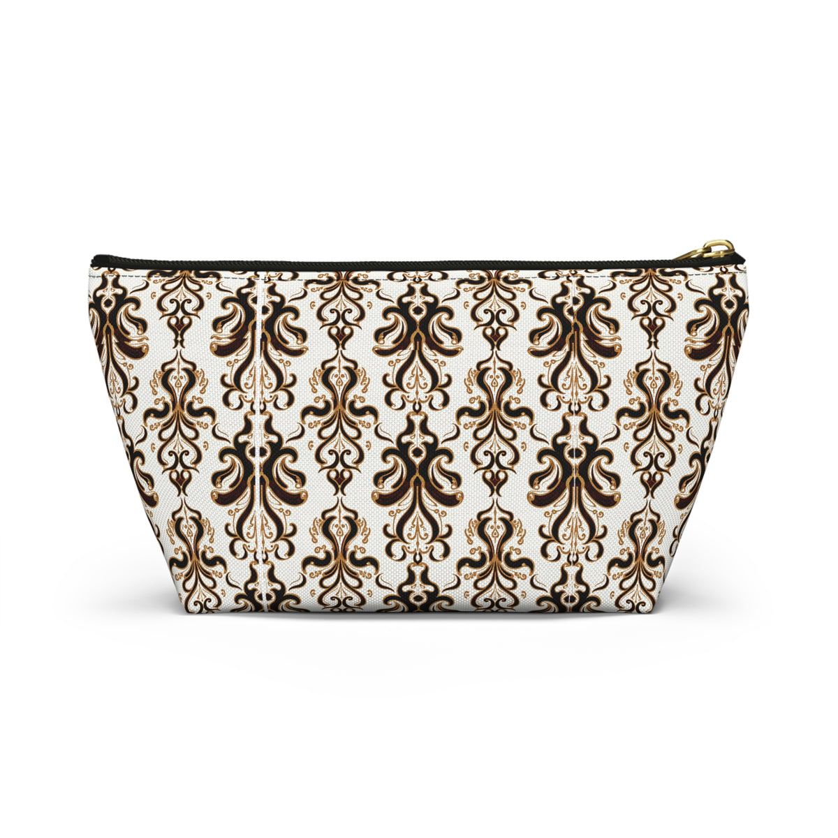 Brown Damask Pattern Accessory Pouch