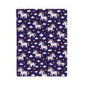 Cute Rainbow Unicorn Pattern Velveteen Plush Blanket | Navy Stars Clouds