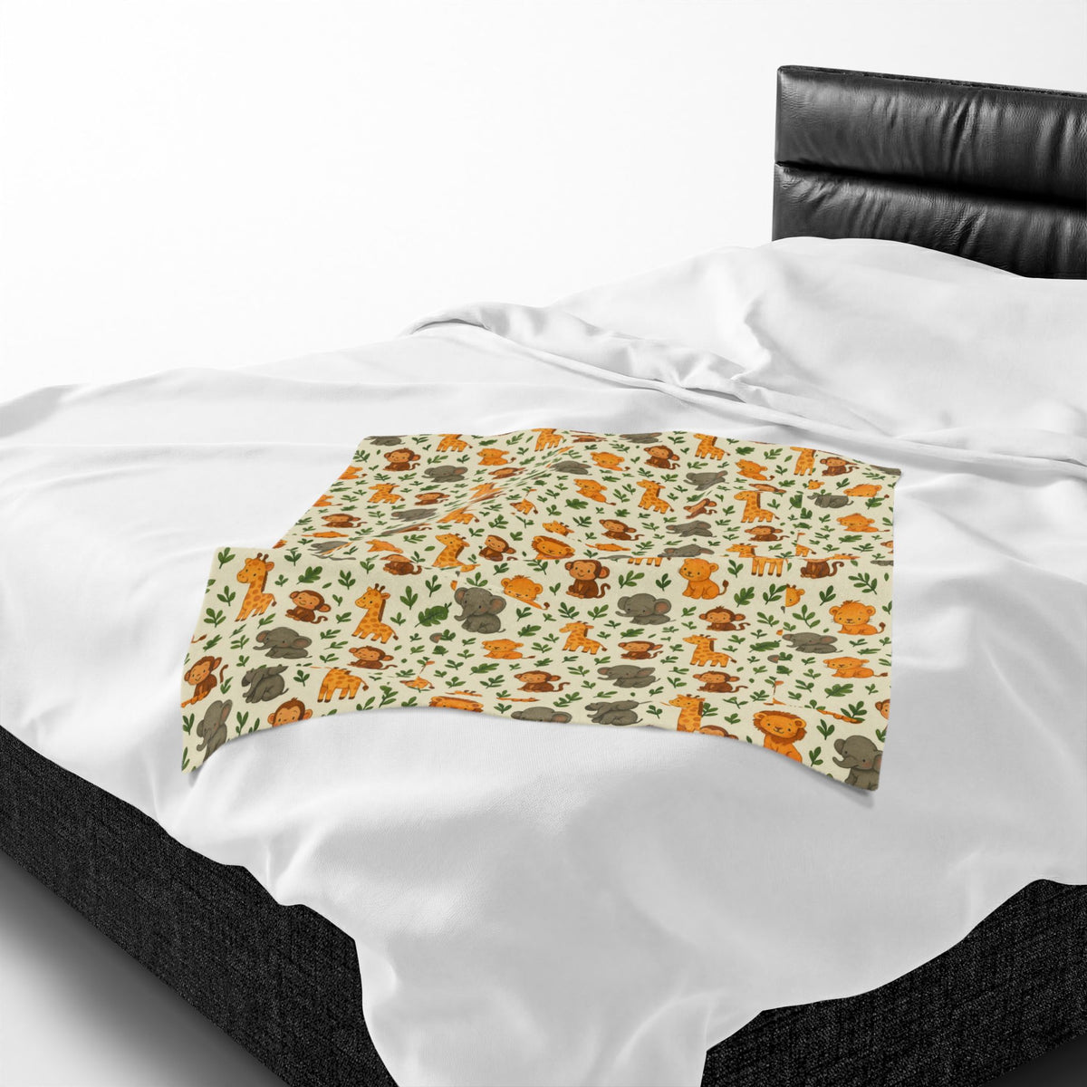 Autumn Woodland Animals Velveteen Plush Blanket | Fox & Mushroom Pattern