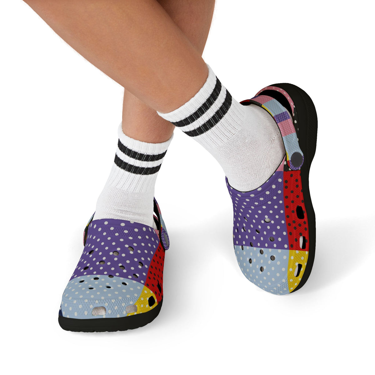 Kids Patchwork Polka Dot EVA Foam Clogs – Colorful Slip-On Sandals for Boys & Girls