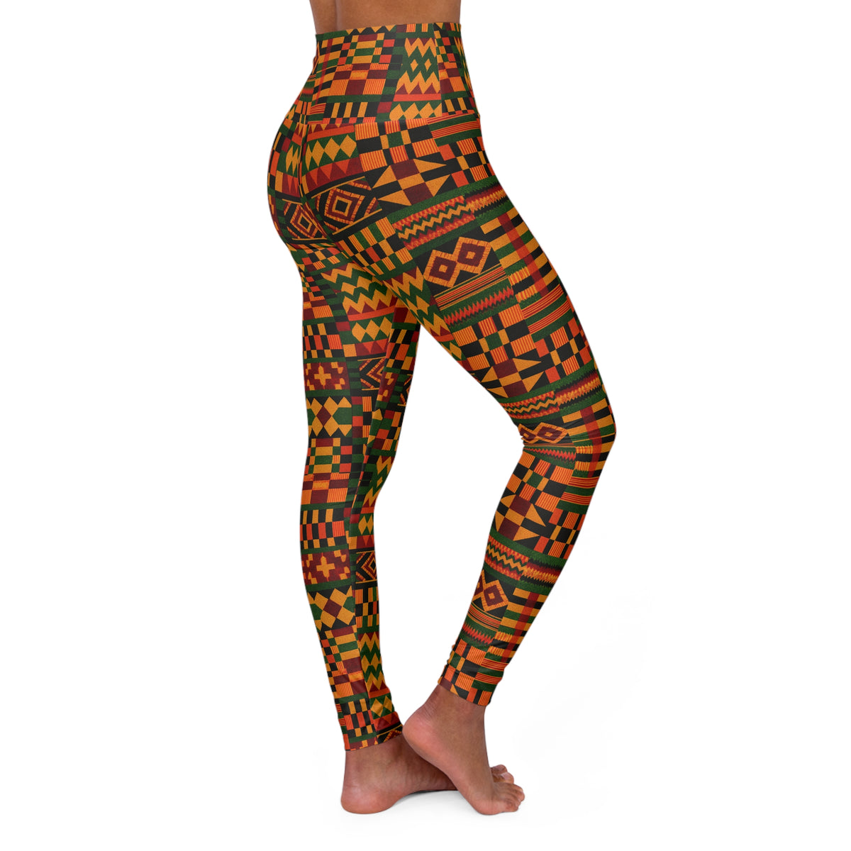 African Kente Pattern Leggings High Waisted Yoga Leggings