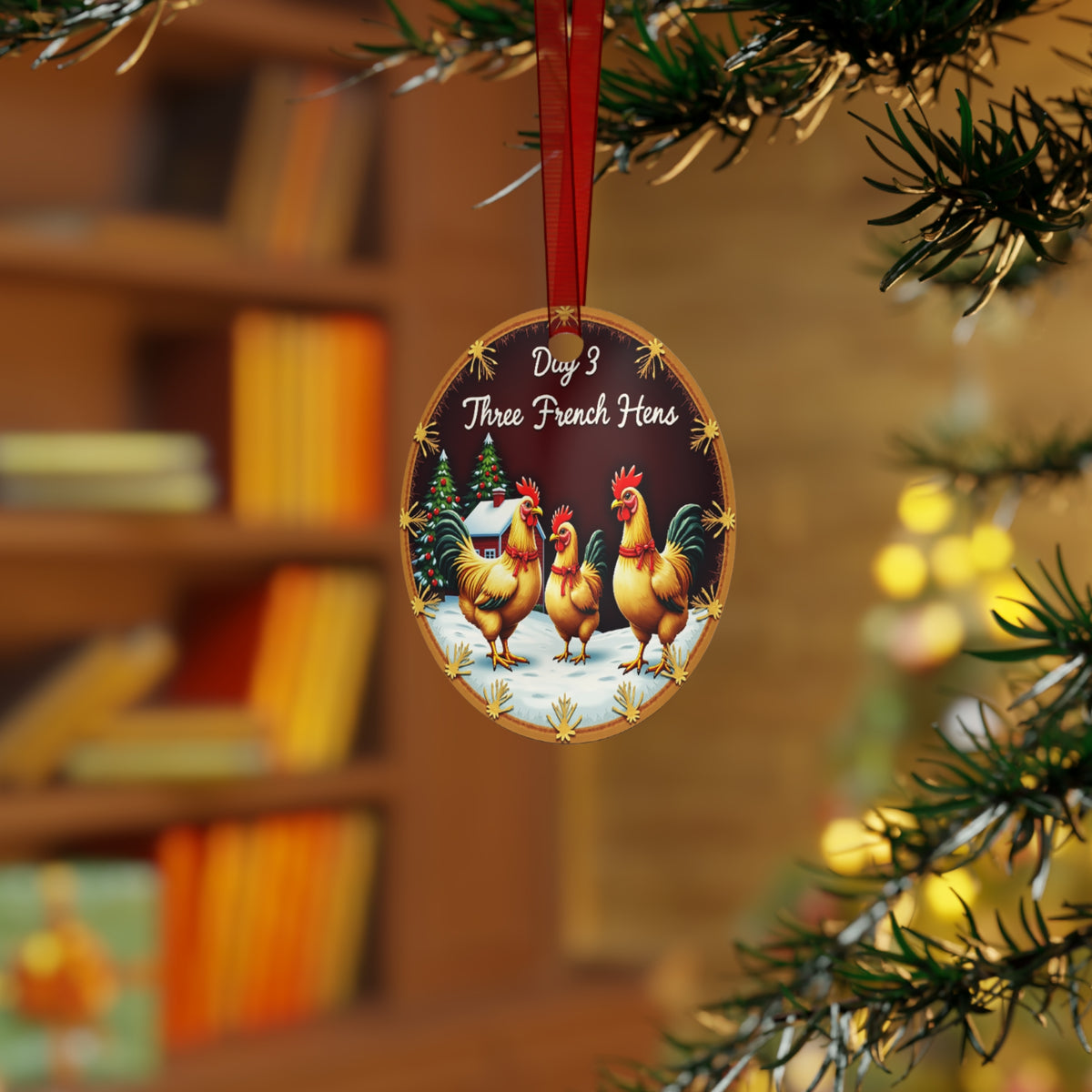 Metal Ornaments, Day 3 Three French Hens Metal Ornaments, Christmas Tree Decor, Holiday Ornaments, Rustic Decor, Farmhouse Ornaments, Gift