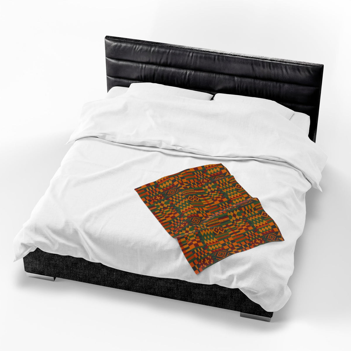 Kente Pattern Velveteen Plush Blanket | African Inspired Geometric Throw