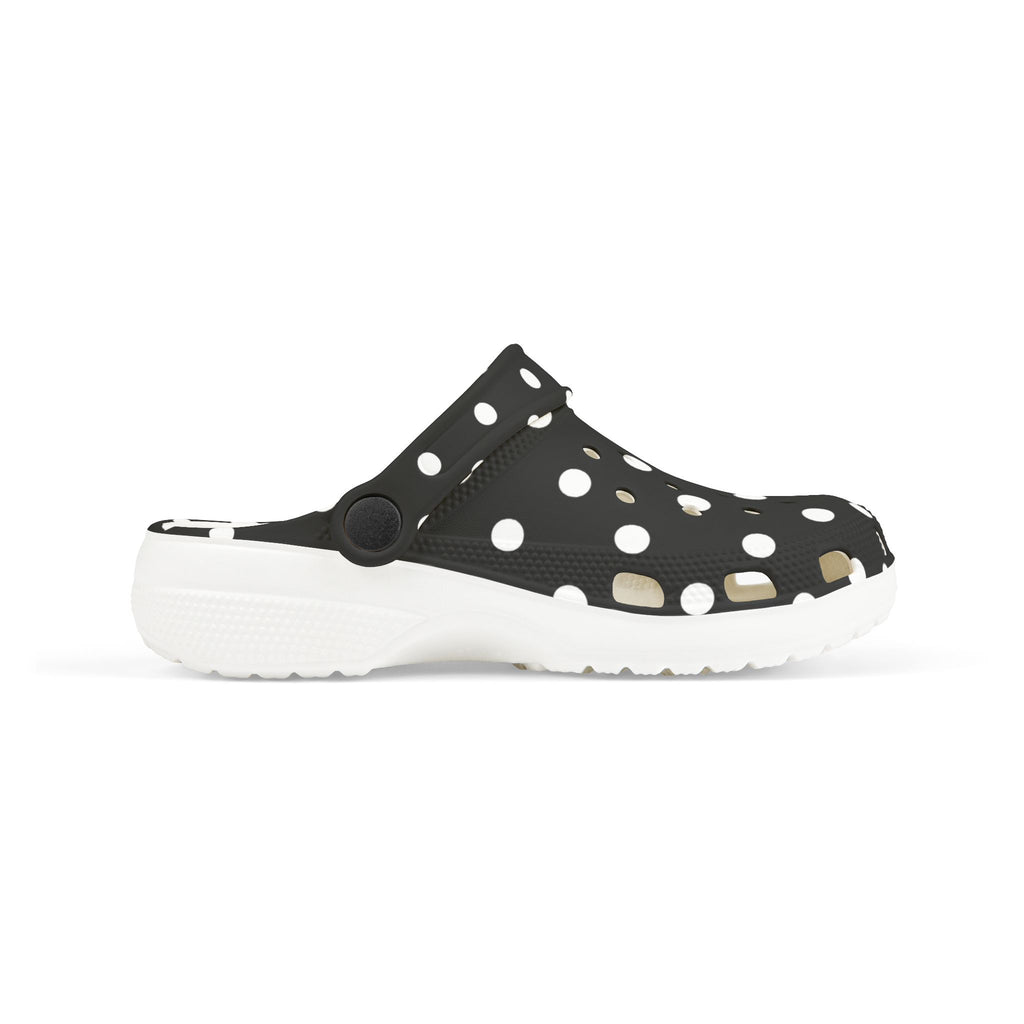Kids Polka Dot EVA Foam Clogs – Black & White Comfort Slip-Ons
